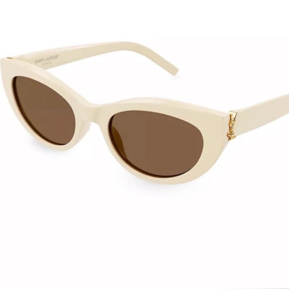 Saint Laurent Cream Cat-Eye Sunglasses